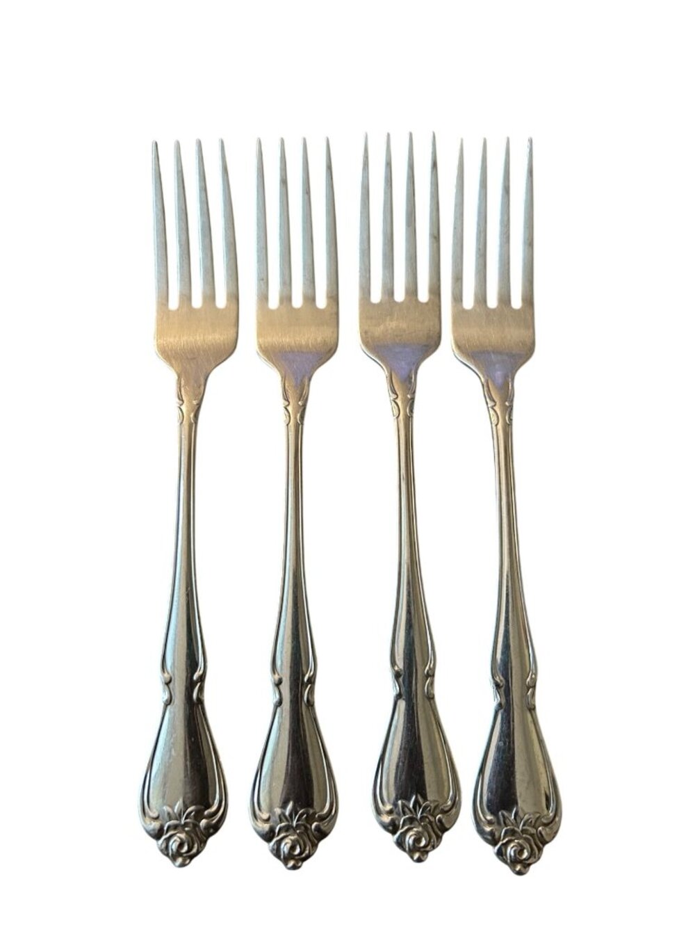 1881 Rogers Oneida True Rose Stainless Steel Dinner Forks Set Of 4 Glossy Flatwa